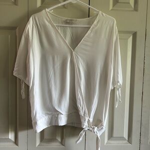 LOFT White Tie-Front Blouse